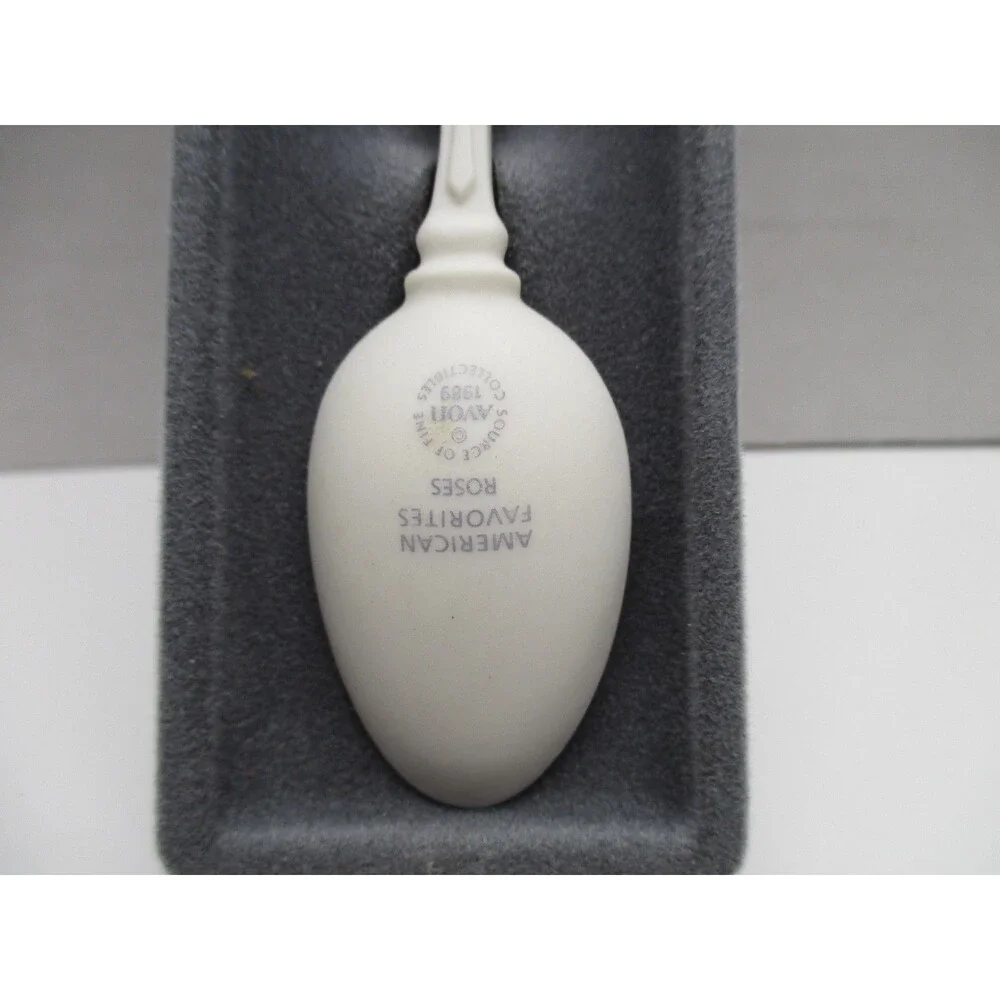 Vtg Avon Bisque Porcelain Spoon 1989 Roses Orig Box